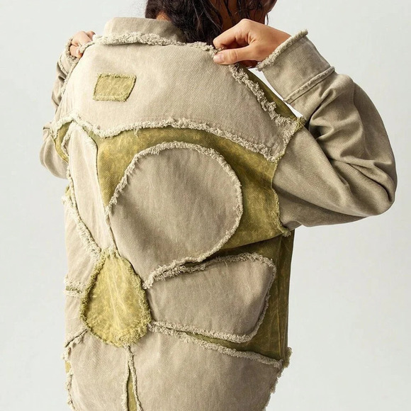 Multicolor Casual Women's Woven Turndown Collar Long Sleeve Loose Washed Jacket - Picture 4 of 8